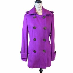 dELiA*s Purple Wool Pea Coat Womens Medium Double Breasted Y2K